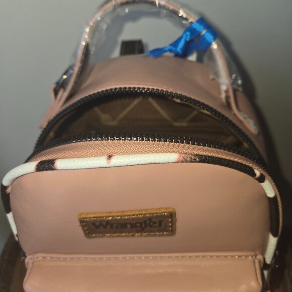 Wrangler Pink Cow Print Backpack Bag with Clip-on Coin Purse Brand New with Tags - Picture 6 of 10